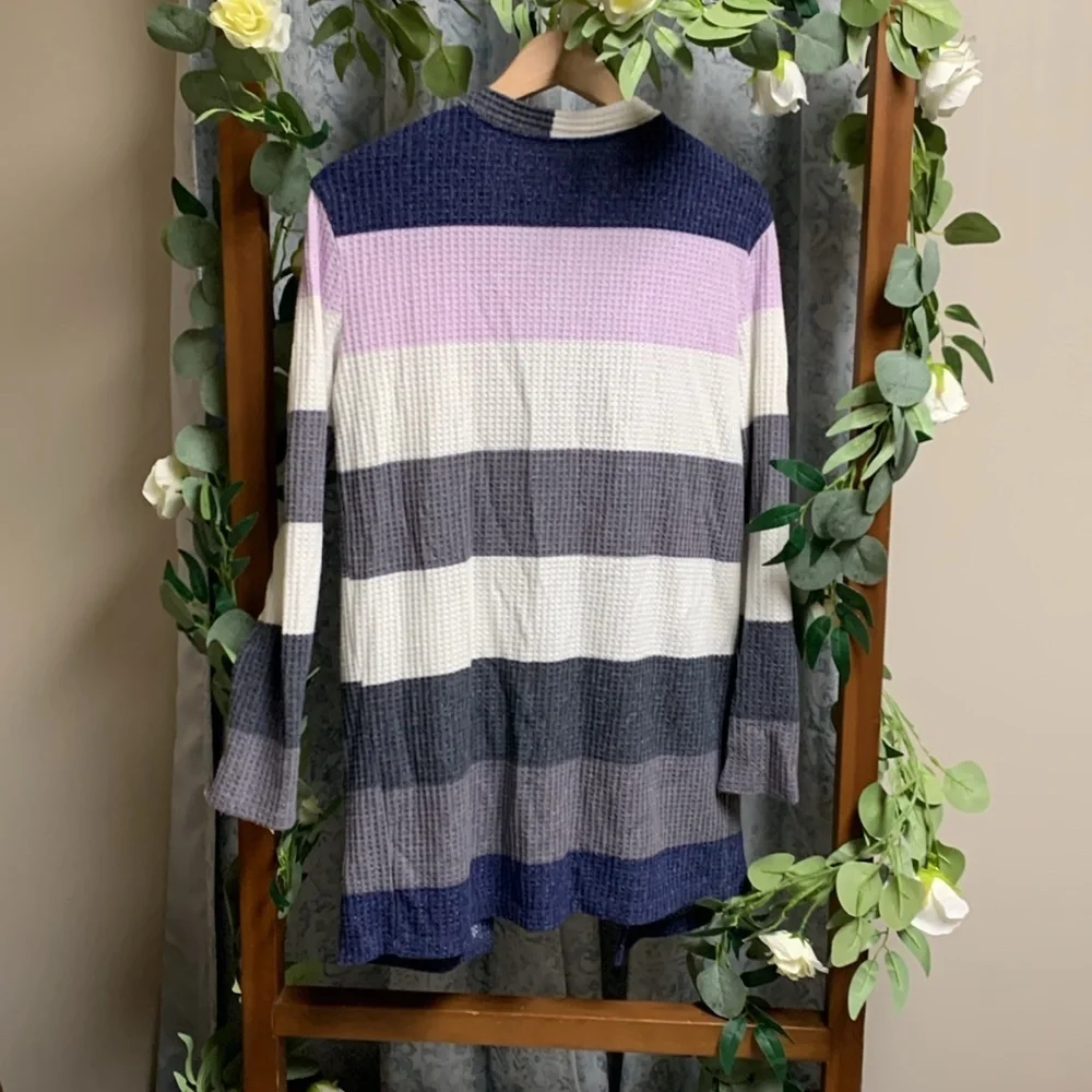 Justice Waffle Knit Cardigan Duster Sweater Size 14